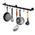 ROTHLEY Hanging Pot Rack Hanger: 23.7 Inch Stainless Steel Pot and Pan Hanger Pot Rack Wall Mounted Hanging Pots and Pans Rack Pot Hangers for Kitchen Wall Kitchen Rail with Hooks（Matt Black）