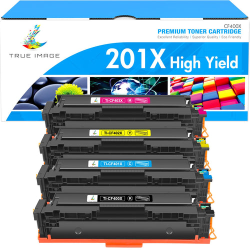 TRUE IMAGE 201X M277dw Toner Cartridge 4 Pack High Yield Compatible for HP 201X 201A M252dw CF400X Color Laserjet Pro MFP M277dw M277c6 CF401X CF402X CF403X Printer Black/Cyan/Yellow/Magenta